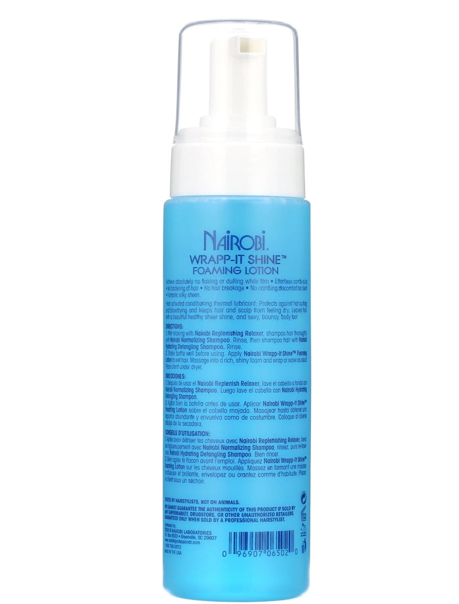 Nairobi Wrapp-It Shine Foaming Lotion 8 fl oz | Fast-Drying Foam for Smooth Wraps & Sets