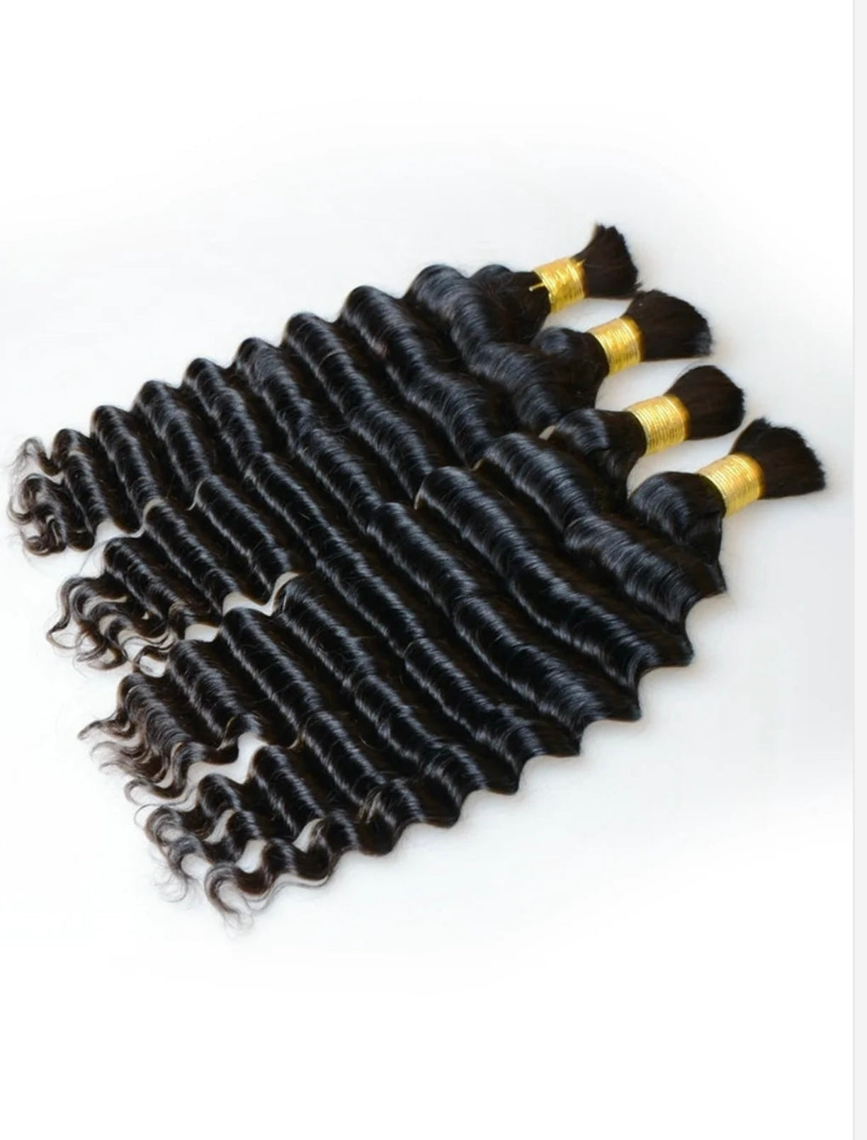 Double Drawn Deep Wave Bulk Human Hair – 16” 100g Bundle Natural Black for Braiding | Soft, Full, Premium Quality