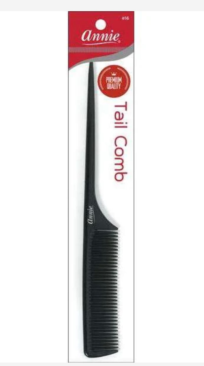 Annie Tail Comb #16 Black – Professional Rat Tail Comb for Parting & Styling