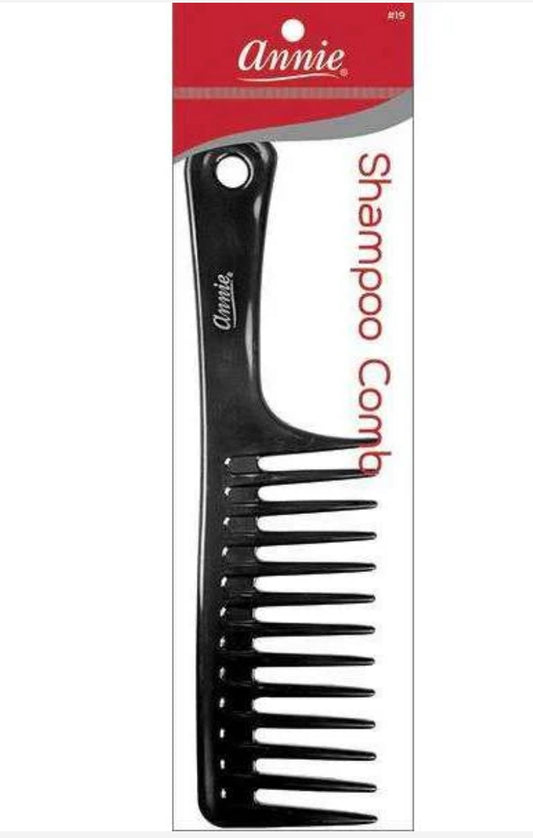 Annie Shampoo Comb #22 – Detangling Hair Comb for Wet & Dry Hair (Black, Bone, Red)