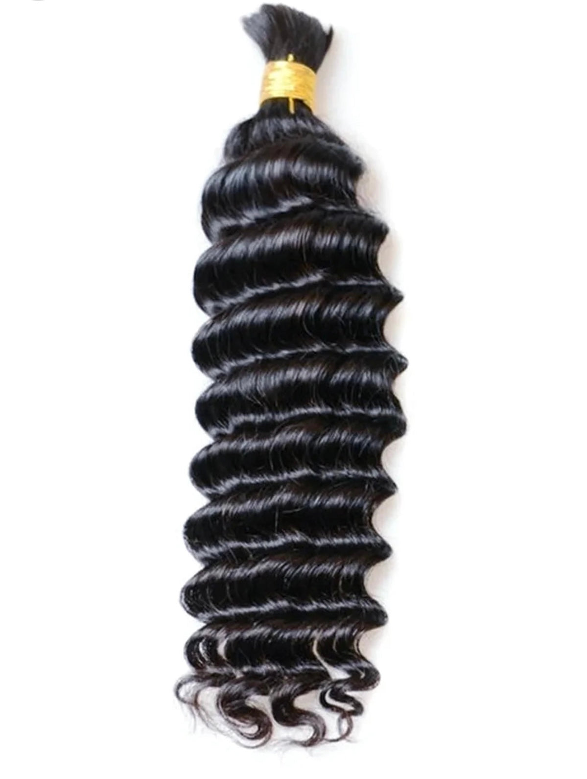 Double Drawn Deep Wave Bulk Human Hair – 16” 100g Bundle Natural Black for Braiding | Soft, Full, Premium Quality