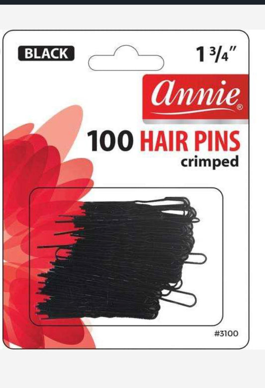Annie 100 Hair Pins Micro Ball Tips Crimped 1 3/4” #3112 Black – Professional Hair Styling Accessories