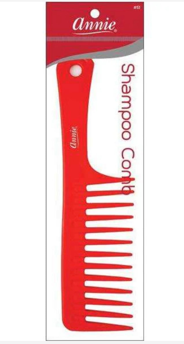 Annie Shampoo Comb #22 – Detangling Hair Comb for Wet & Dry Hair (Black, Bone, Red)