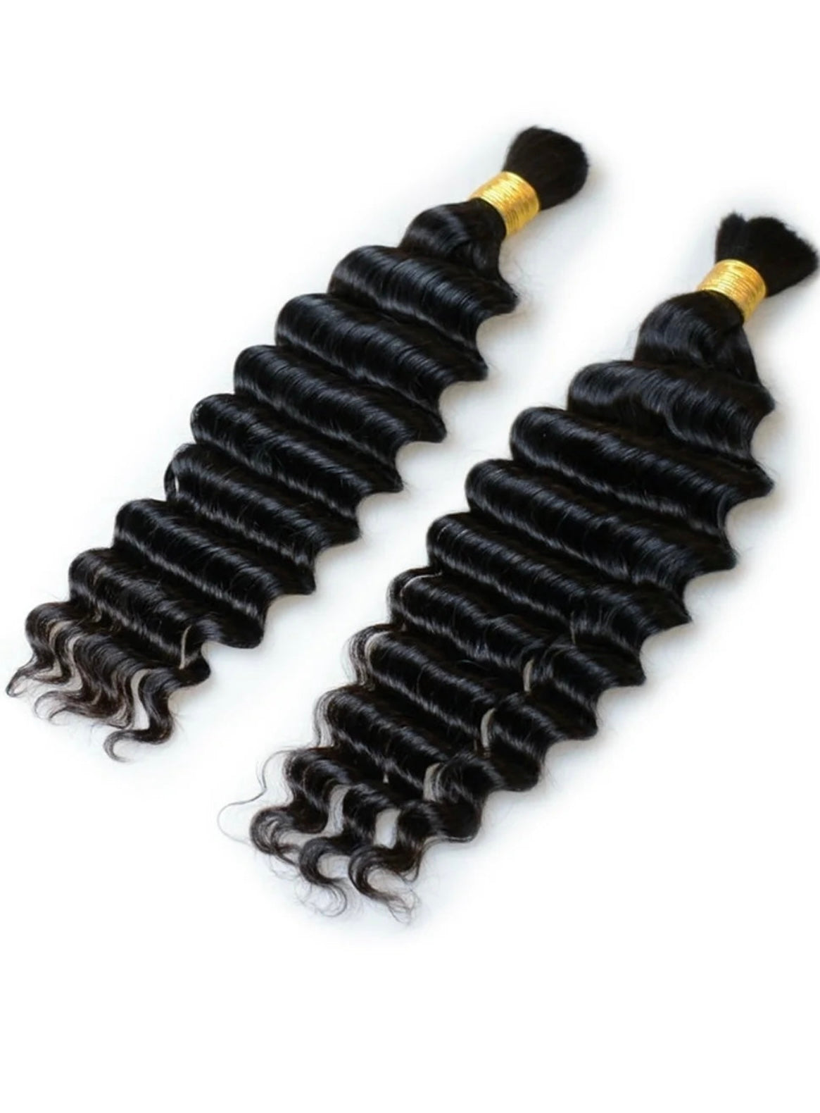 Double Drawn Deep Wave Bulk Human Hair – 16” 100g Bundle Natural Black for Braiding | Soft, Full, Premium Quality
