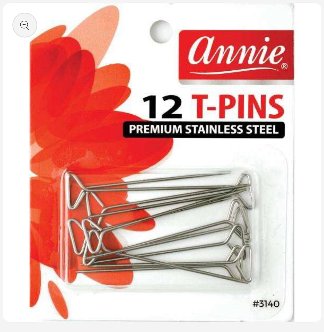 Annie 12ct T-Pins #3140 – Durable Steel Pins for Wig, Weave & Styling Use