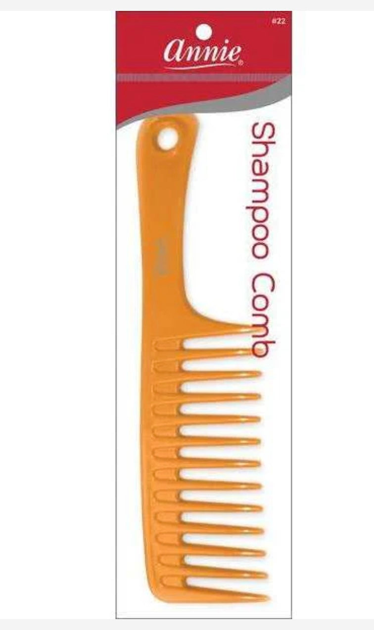 Annie Shampoo Comb #22 – Detangling Hair Comb for Wet & Dry Hair (Black, Bone, Red)