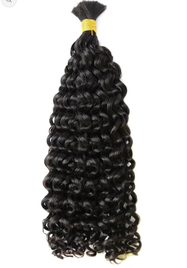 Double Drawn Spanish Curly Bulk Hair Extensions – 16” 100g Bundle for Braiding, Soft & Full Human Hair