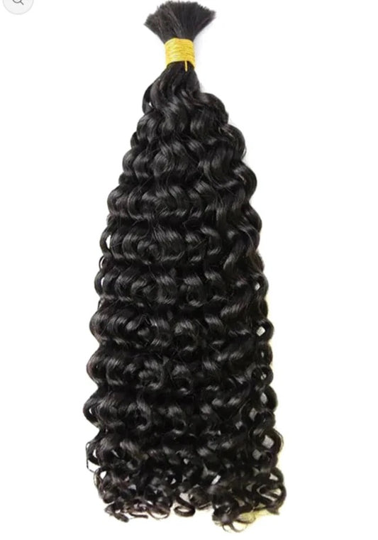Double Drawn Spanish Curly Bulk Hair Extensions – 16” 100g Bundle for Braiding, Soft & Full Human Hair