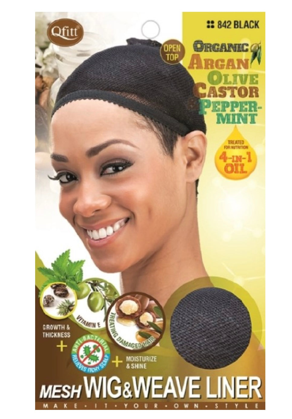 Qfitt Mesh Wig & Weave Liner Black #842 | Breathable Cap for Wigs, Weaves & Protective Styles