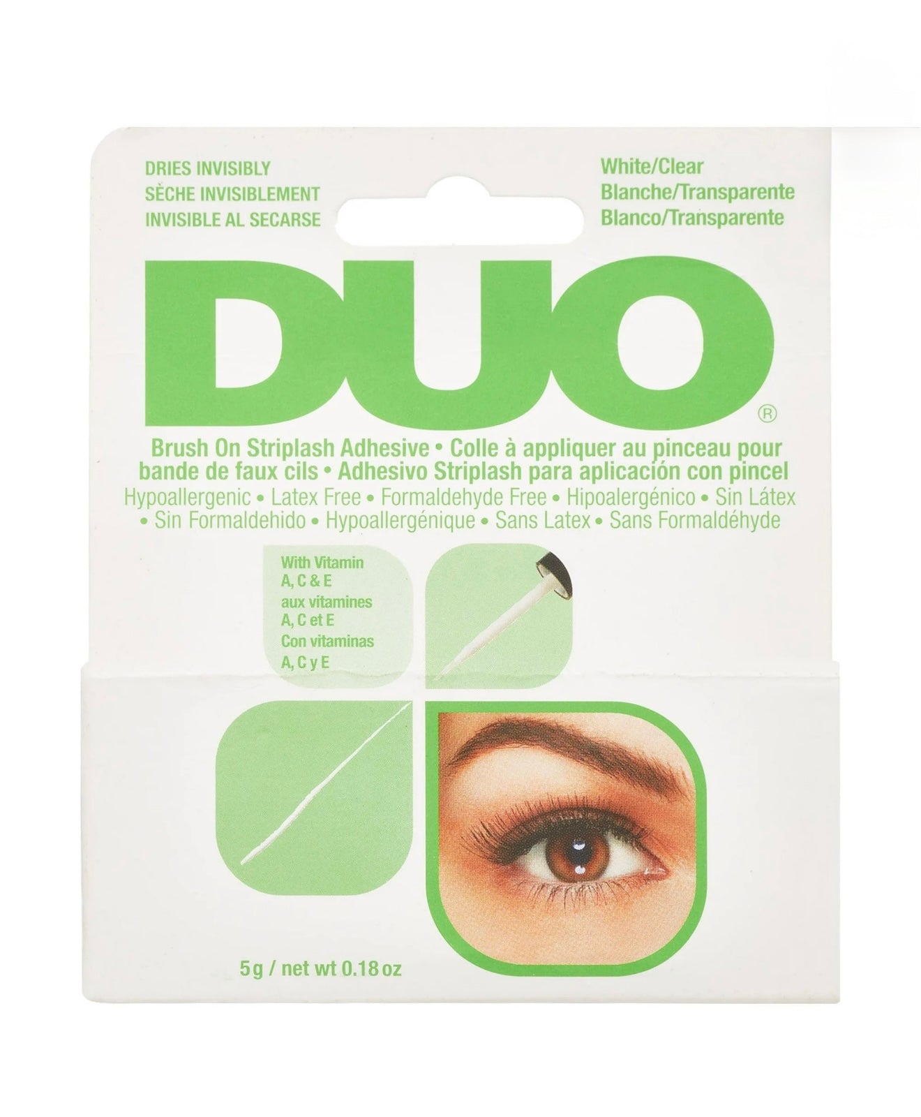 DUO Brush-On Strip Lash Adhesive 0.18 oz – Long-Lasting, Latex-Free Lash Glue with Easy Brush Applicator