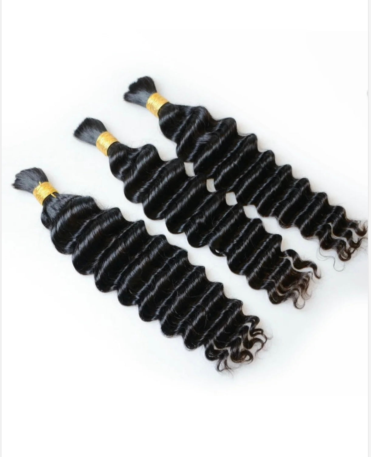 Double Drawn Deep Wave Bulk Human Hair – 16” 100g Bundle Natural Black for Braiding | Soft, Full, Premium Quality