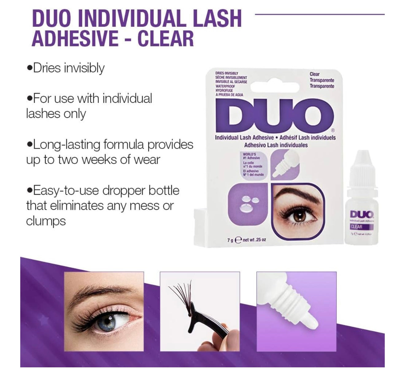 DUO Individual Lash Adhesive 0.25oz – Long-Lasting, Clear Lash Glue for Individual Lashes