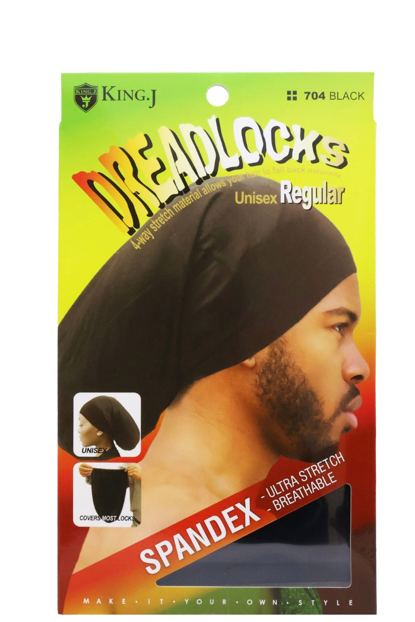 King J Dreadlocks Spandex Cap Unisex Regular Black #704 – Comfortable Stretch Fit for Braids, Locs & Protective Styles